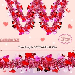 Valentine’s Day Tinsel Garlands 33FT Metallic Fringe Garland Pink Pink-1