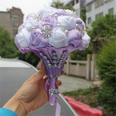 S_SSOY Wedding Bouquet Bride Bridal Brooch Bouquets Bridesmaid Purple+white