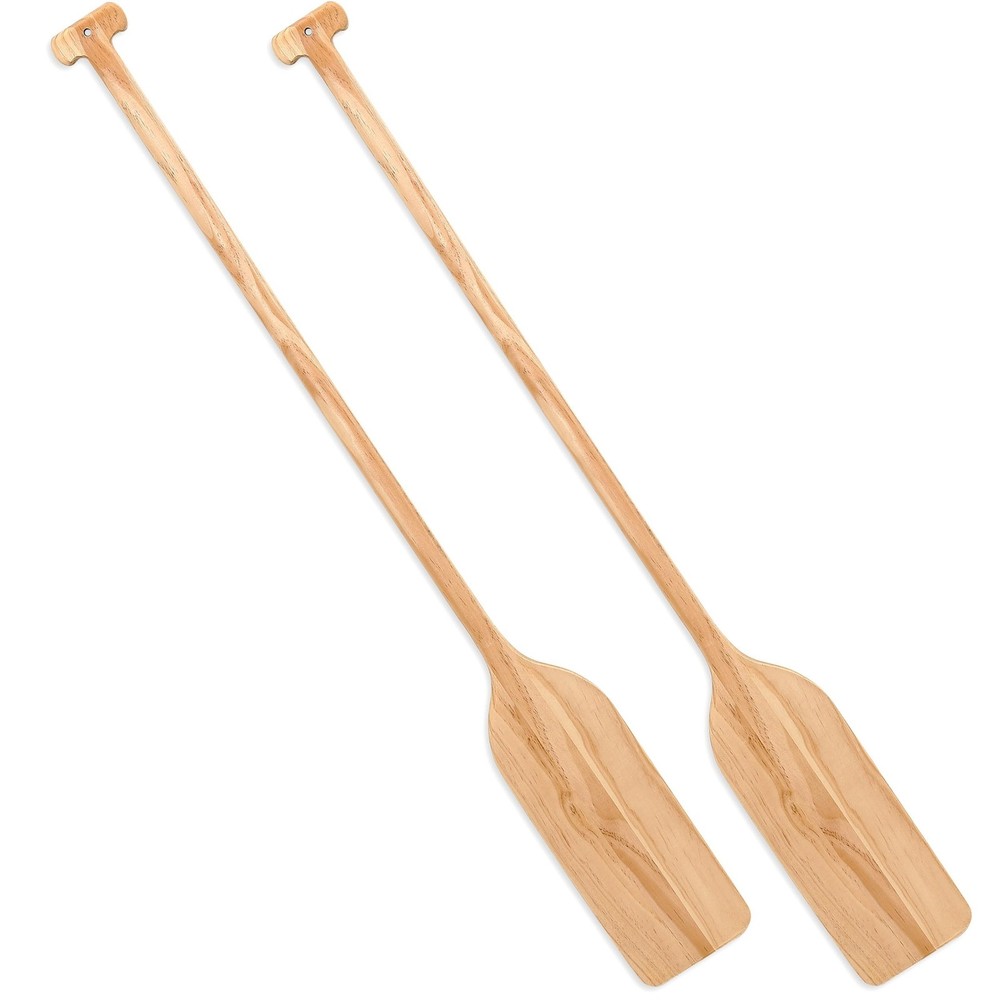 2 Pcs Oar Wood Paddle 48 Inch Wooden Paddle Canoe Paddle Solid Pine Wood Padd…