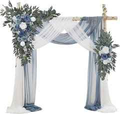 Dusty Blue Wedding Arch Flowers & Drapes Kit – 4 Pack for Ceremony Decor