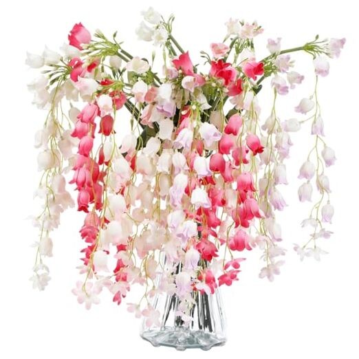 8 Pack Artificial Lily of The Valley White, Pink, Light Purple, Rose Red