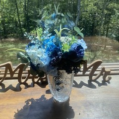 Bridal Wedding Bouquet Beautiful Budget Handmade Faux Flowers White Blue Green