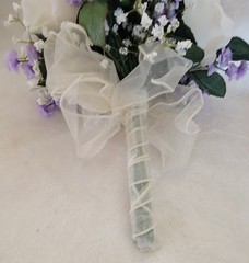 Wedding Bouquet Set – Purple Cream and White with Pearl Accents
