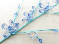 Floral Wire Garland Tree, Bridal Decor, Blue Faux Crystal Flowers, Cassiani 1302