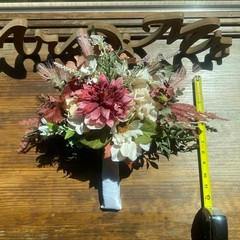 Bridal Wedding Bouquet Hand made Budget Friendly Faux Flowers White Pink Green