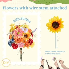 Artificial Flowers Combo Box, 31PCS Fake Flowers, Silk Flower Mix Warm Rainbow