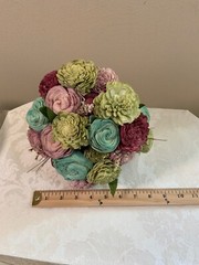 Sola brand faux floral bouquets wood carved roses & more 3 bouquets total