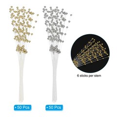 1 Set 4mm Pearl String Bouquet Pearl Stick Stems Garland Spray, Gold/Silver