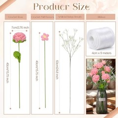 Suncalla 6 Bundle Mother’s Day Crochet Flower Bouquet Handmade Pink Bright