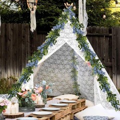Wisteria Artificial Flowers Garland 2PCS 5.91FT/Peice Fake Wisteria Dusty Blue