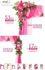 Wedding Arch Flowers with Drape Kit (Pack of 5) – 2Pcs Artificial Flower Swag wi