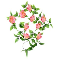 Zhiheng 4 Pack 7.8ft Artificial Rose Vines with Green Leaves Fake 78ft, Pink
