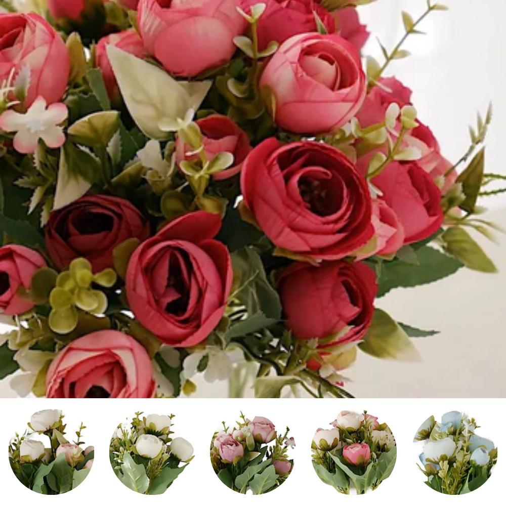 4 Bouquets 12″ Silk Mini Ranunculus Artificial Flowers Party Events Decorations