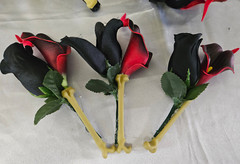 Gothic Wedding Bouquet Set, Skeleton Bone Gothic Red & Black 7 Piece Package