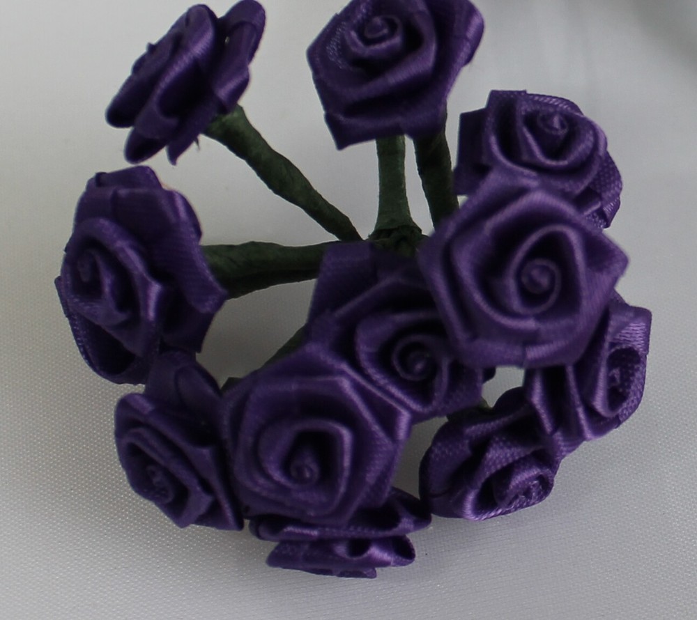 12 Small Foam Roses Rose Head with Stem Purple 15mm Dior Dior Roses