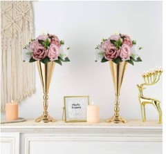 Pink White Rose Floral 10” Centerpieces Set Of 2