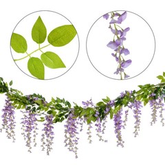 Lvydec Wisteria Artificial Flowers Garland, 4 Pcs Total 28.8ft Light Purple