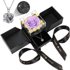 Preserved Light Purple Real Rose with Heart I Love You