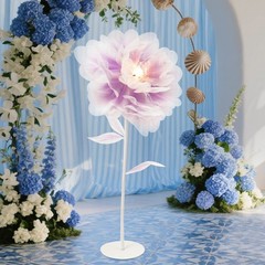 Automatic Blooming Flower Artificial Peony With Light Us Plug Home Decor Purple