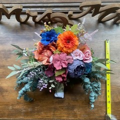 Bridal Wedding Bouquet Budget Friendly Handmade Faux Florals Purple Blue Orange