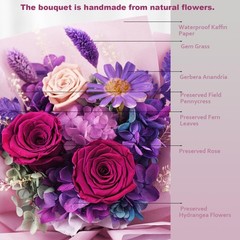 lovenfold Preserved Flowers for Delivery, Purple Rose Bouquets That