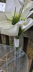 Calla Lily Bridal Bouquet White Real Feel Artificial Flowers Classic Faux