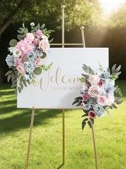 Artificial Flowers Roses Fake Flowers with Stems Blue Pink Artificial Blue&pink