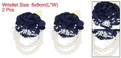 2Pcs Rose Bridesmaid Wrist Flower Artificial Bride Wrist Navy Blue