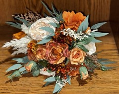 Fall Wedding Bridal Floral Bouquet Real Touch Silk Orange Terracotta Flower