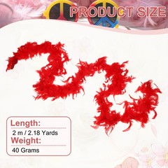40g 2 Yards Feather Boa, Costume Turkey Chandelle Feathers Boa Red