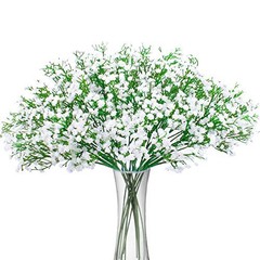 Artificial Baby Breath Flowers Fake Gypsophila Bouquets 12 Pcs Plastic White