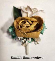 Hunter Green Ivory Gold Rose Sola Wood Bridal Wedding Bouquet Accessories