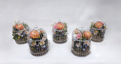 Wedding Decor Birdcages w/ Silk Flowers – Set Of 5