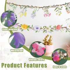 2pcs Flower Garland Banner, 16.4ft Reusable Plastic Wildflower 2pcs, Colorful