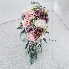 Cascading Bridal Bouquet, Artificial Flowers Rustic Boho Tossing Bouquet for