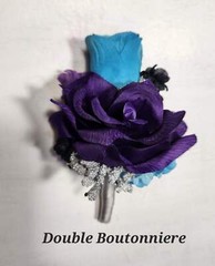 Purple Black Teal Silver Rose Calla Lily Bridal Wedding Bouquet Accessories
