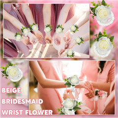 60 Pcs Ivory Rose Corsage & Boutonniere Set for Weddings & Parties