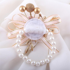 Handmade Satin Rose Water Drop Bridal Bouquet,8.7Inch Crystal Wedding round Toss