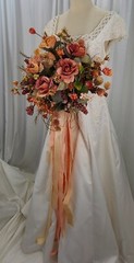 Dusty Autumn Ribbons and Rose Faux Silk Bridal Bouquet