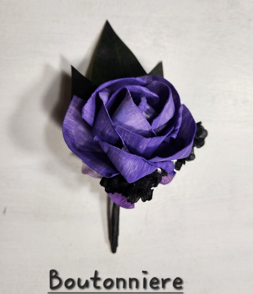 Purple Black Rose Calla Lily Sola Wood Bridal Wedding Bouquet Accessories