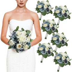 Bridesmaid Bouquets Floral Arrangements Wedding Decor Silk Roses Peony New