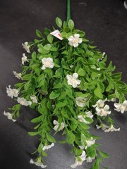 Jacob’s Ladder Silk Daisy Bush w Plastic Greenery, Cute White Flowers 9 Stems
