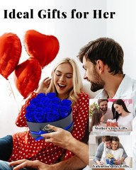 16 Flowers Forever Preserved Roses in Box, Mystic Blue