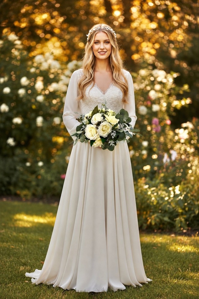 Ivory Rose Bridal Bouquet, Greenery Wedding Bouquet, Silk Flower Bouquet