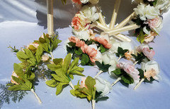 Wedding bouquet- set peach blush Ivory flowers 20 pieces