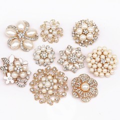 Elegant Rose Gold Rhinestone & Pearl Brooch Set for Bridal & Crafts