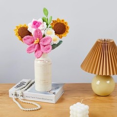 Crochet Flower Bouquet Pink Sunflower Tulip Roses Pink Tulip,rose,sunflower