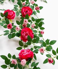 2 PCS 12FT Bendable Flower Garland, Artificial Rose Vine Hanging 2pcs Fushia