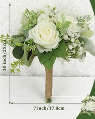 Bridesmaid Bouquets 2 Piece Ivory White Artificial Flowers Bouquet for Brides