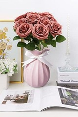 Artificial Rose Flower Dusty Rose Flowers Silk Flowers 12 pcs with Long Stem